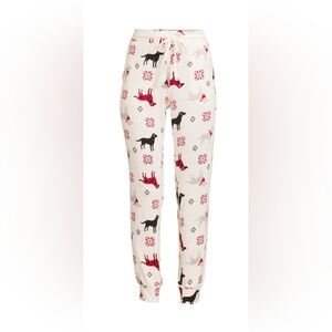 Secret Treasures NEW Pajama Joggers XL 16-18 NWT White Red Dog Fair Isle